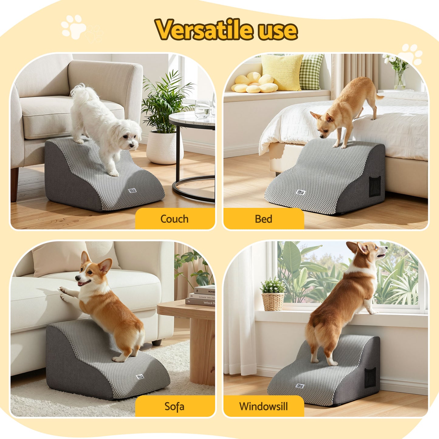 i.Pet Dog Ramp 2 Steps For Small Dogs Bed Sofa Car Foam Non-Slip Pet Cat Stairs-6