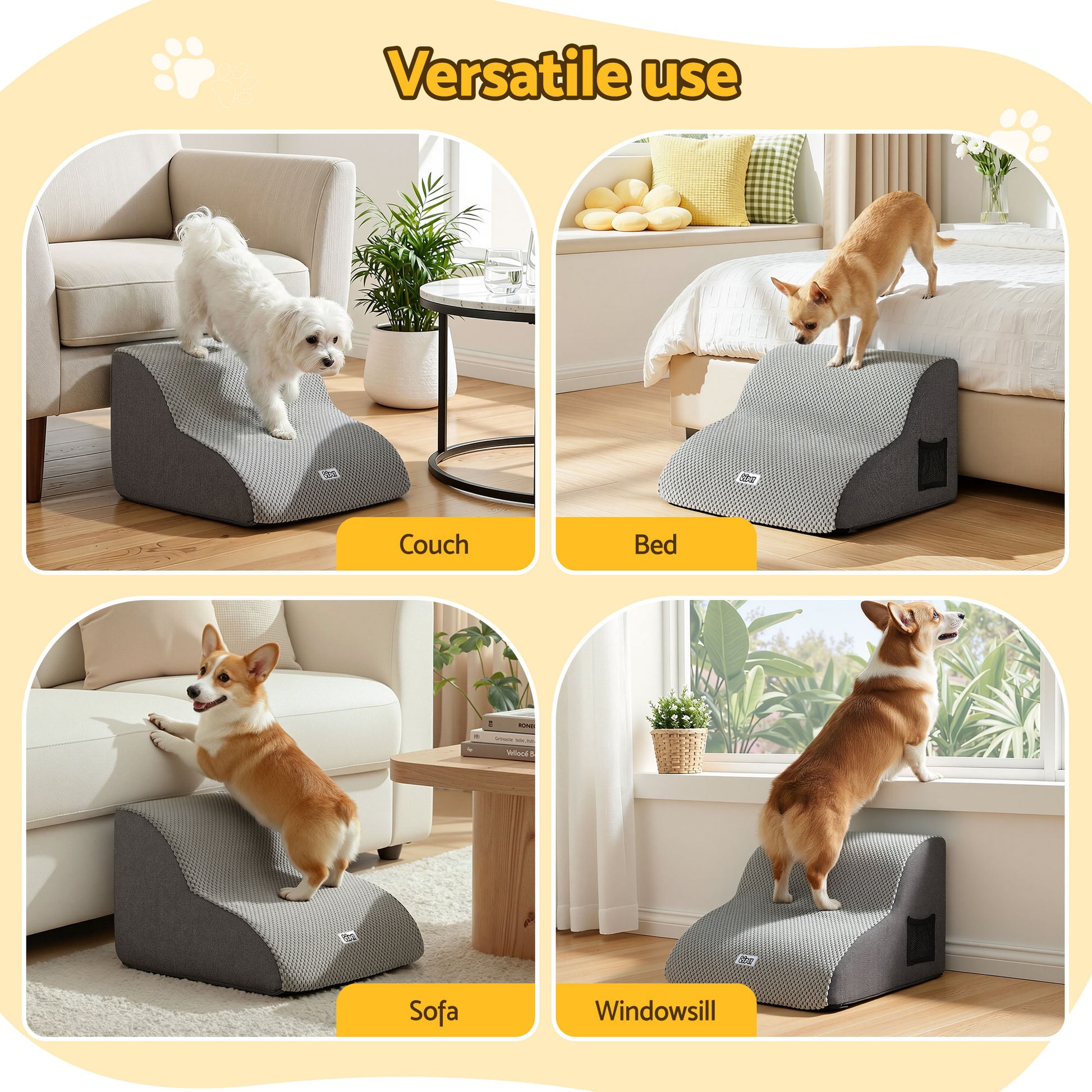 i.Pet Dog Ramp 2 Steps For Small Dogs Bed Sofa Car Foam Non-Slip Pet Cat Stairs-6