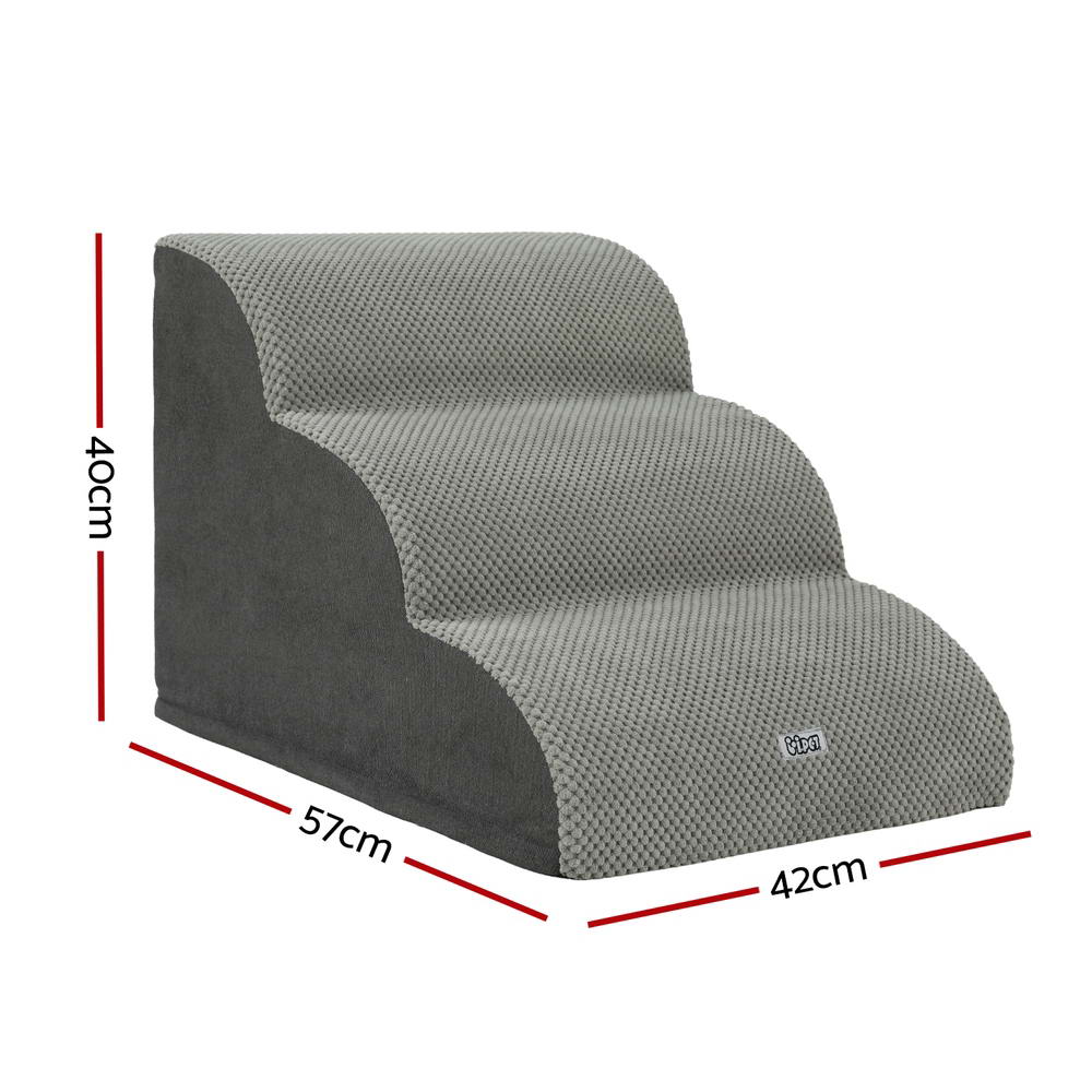 i.Pet Dog Ramp Steps Foam 3 Tier Pet Stairs For Bed Sofa Car Portable Indoor-1
