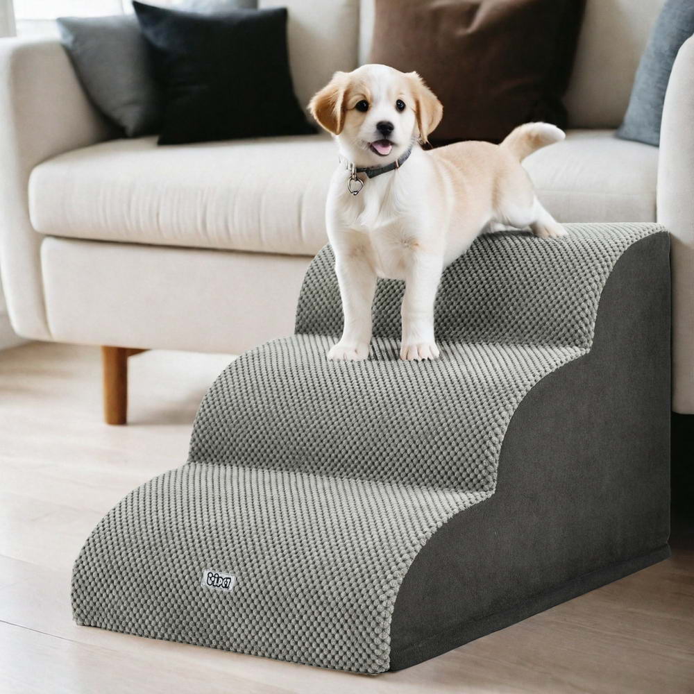i.Pet Dog Ramp Steps Foam 3 Tier Pet Stairs For Bed Sofa Car Portable Indoor-6