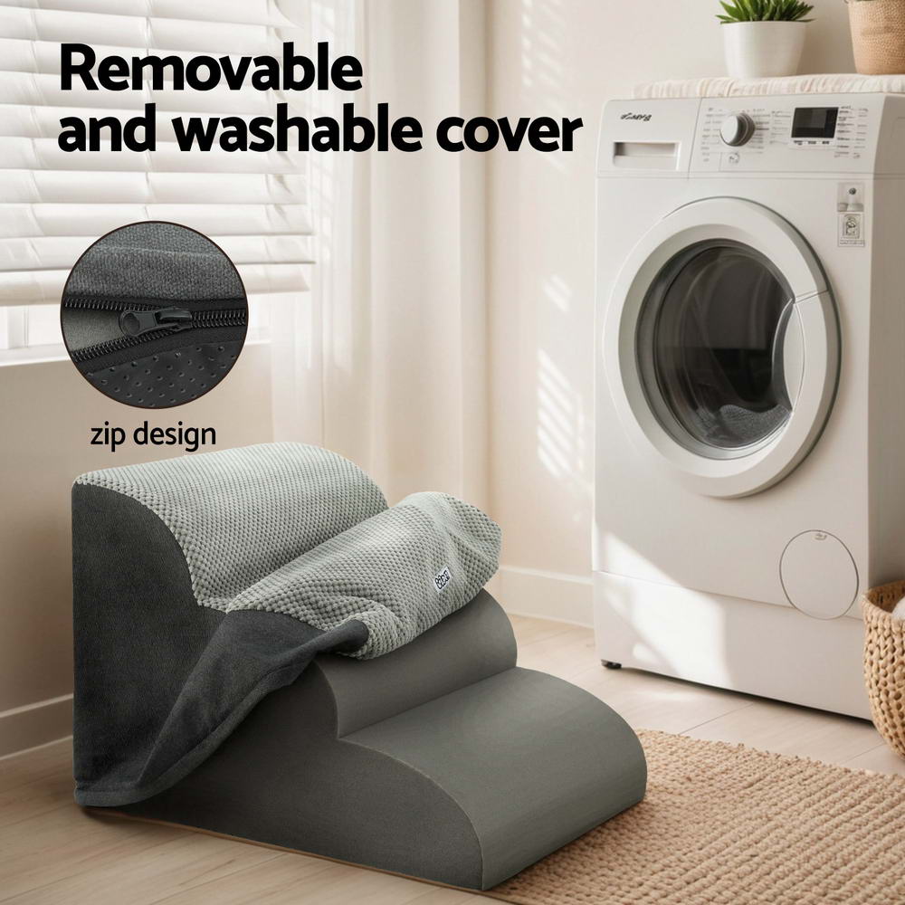 i.Pet Dog Ramp Steps Foam 3 Tier Pet Stairs For Bed Sofa Car Portable Indoor-5