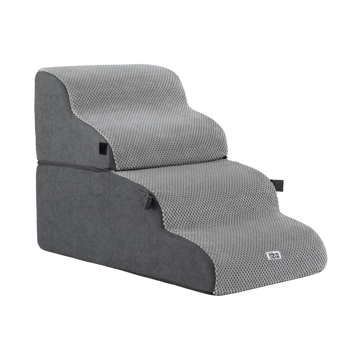 i.Pet Dog Stairs and Bed 2-in-1 Sofa Car Foam Non-Slip Washable Pet Stairs Indoor Grey-2