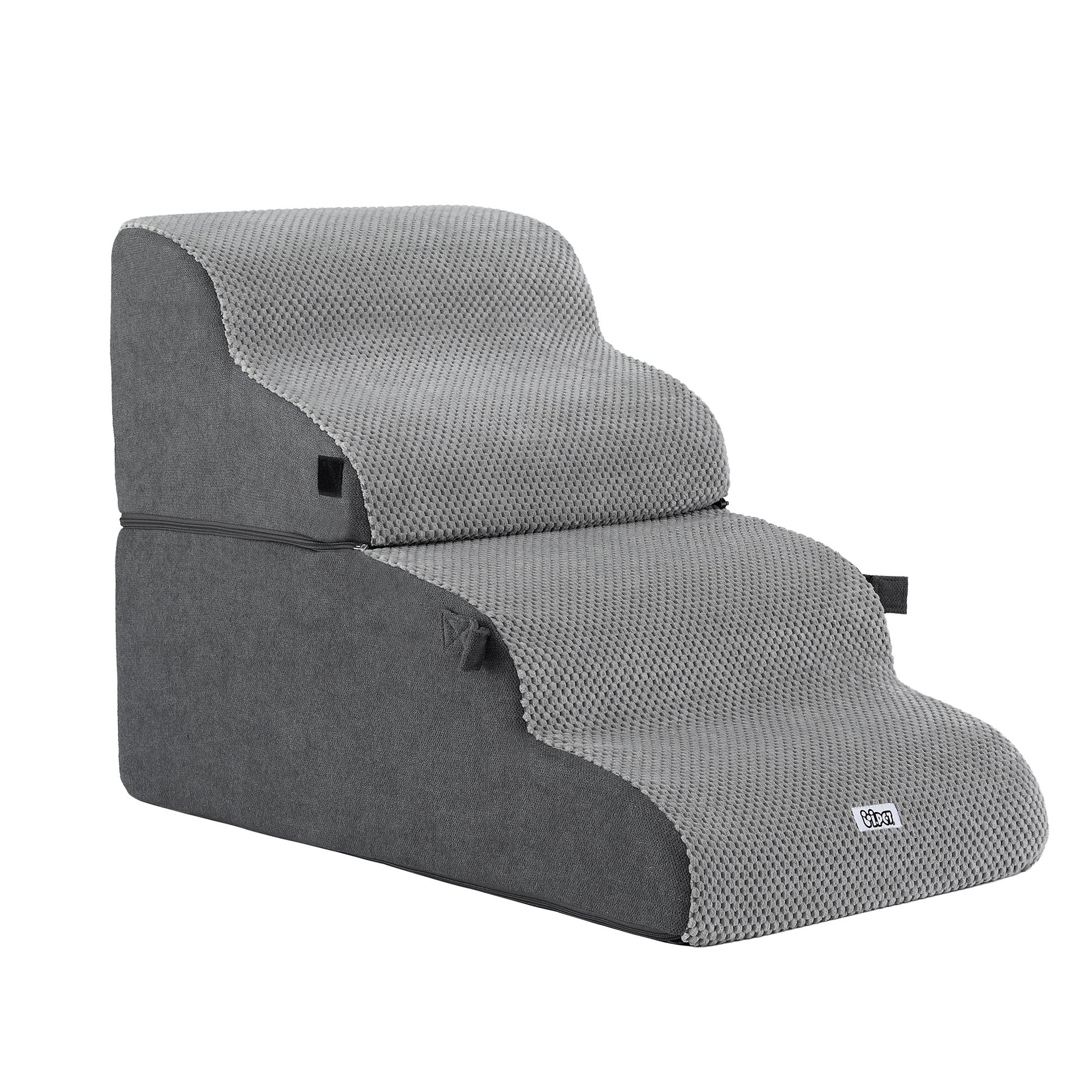 i.Pet Dog Stairs and Bed 2-in-1 Sofa Car Foam Non-Slip Washable Pet Stairs Indoor Grey-2