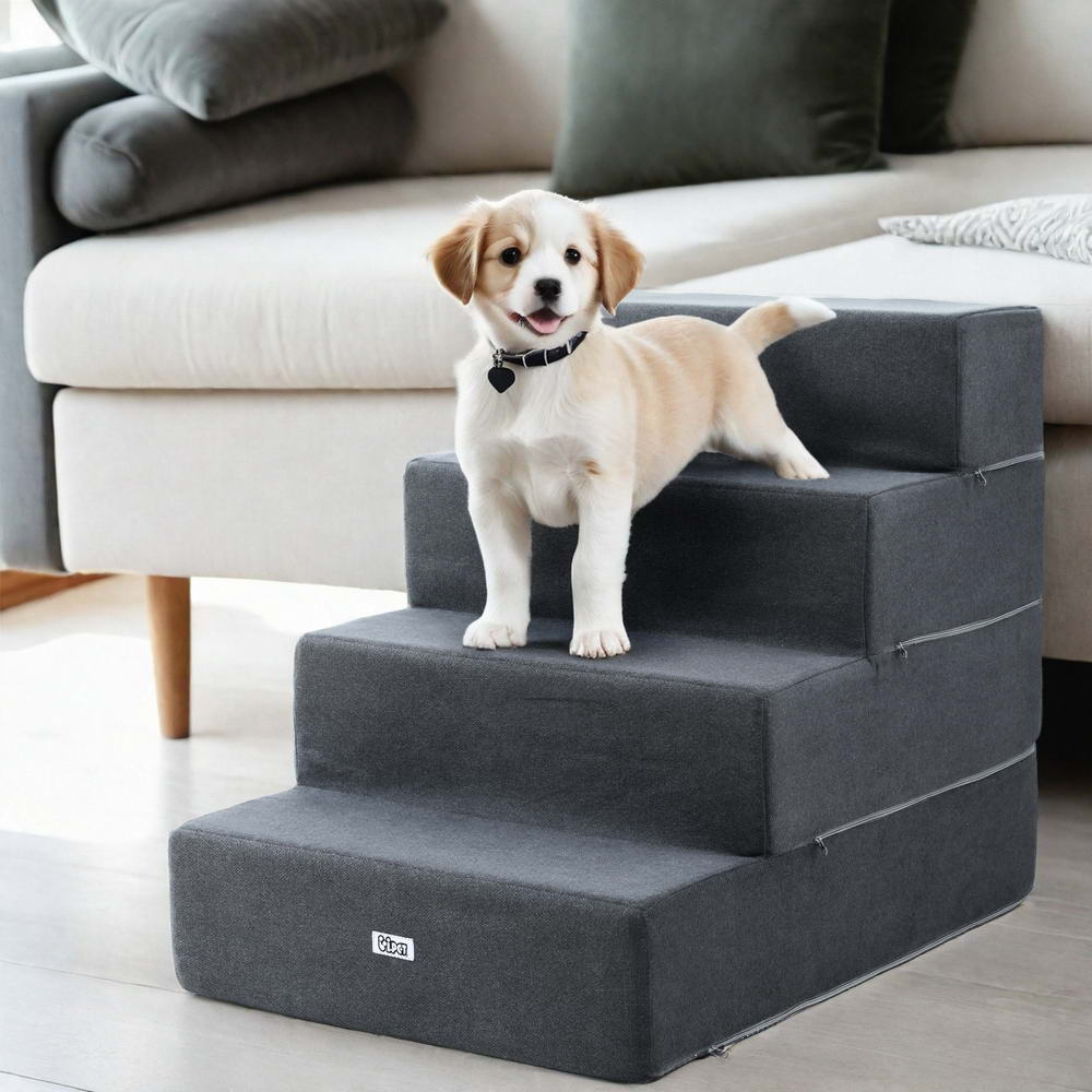 i.Pet Dog Ramp Foam Dog Cover Stairs Portable Cat Ladder For Sofa Bed 4 Steps-4