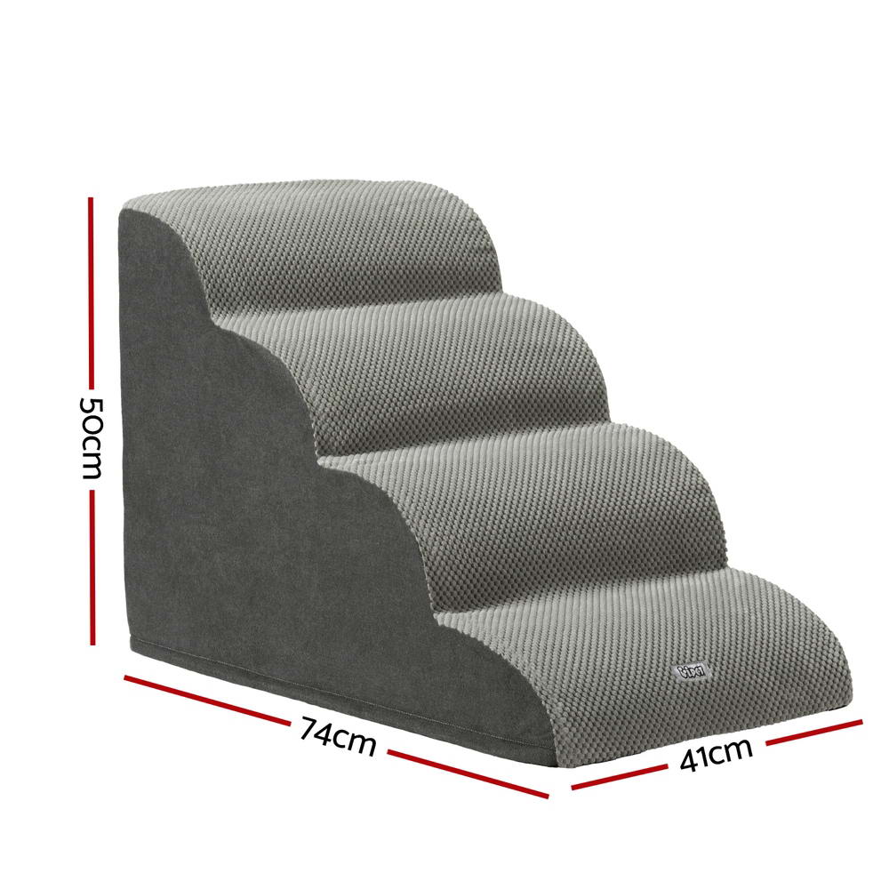 i.Pet Dog Ramp Steps Foam 4 Tier Pet Stairs For Bed Sofa Car Portable Indoor-1