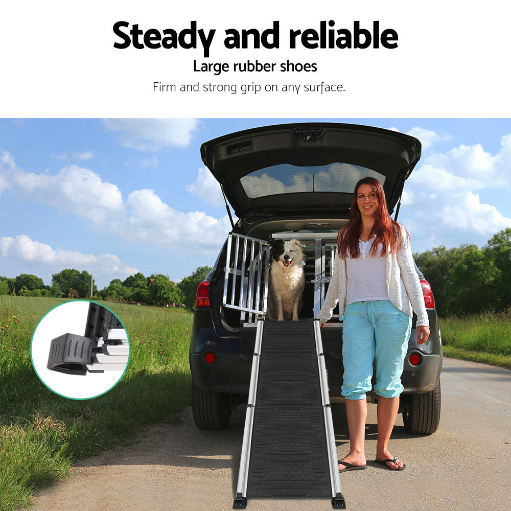 i.Pet Dog Ramp Pet Stairs Steps Car SUV Foldable Portable Ladder Adjustable-4