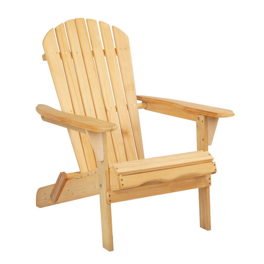 Gardeon Adirondack Outdoor Chairs Wooden Beach Chair Patio Furniture Garden Natural-0