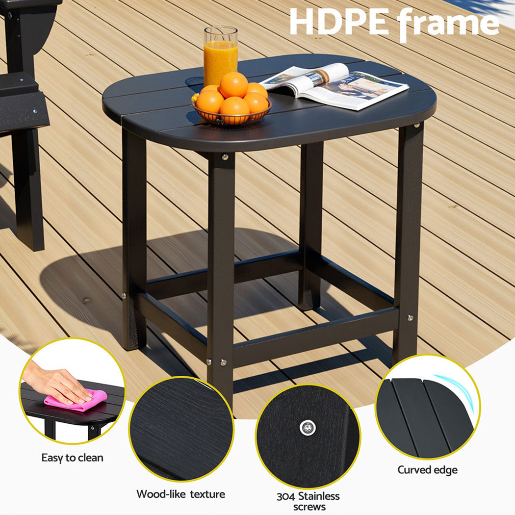 Gardeon Outdoor Coffee Side Table HDPE Desk Patio Furniture Camping Garden Black-4