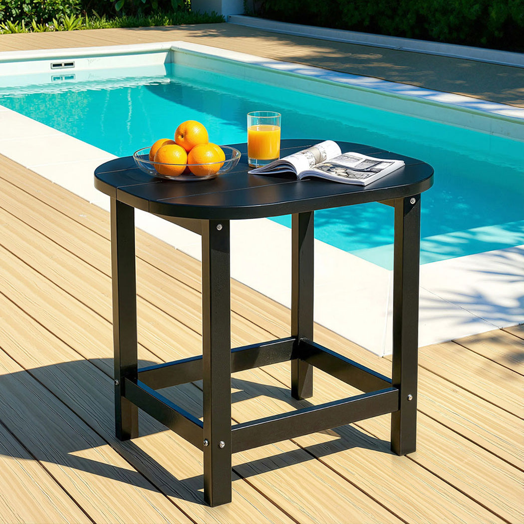Gardeon Outdoor Coffee Side Table HDPE Desk Patio Furniture Camping Garden Black-6