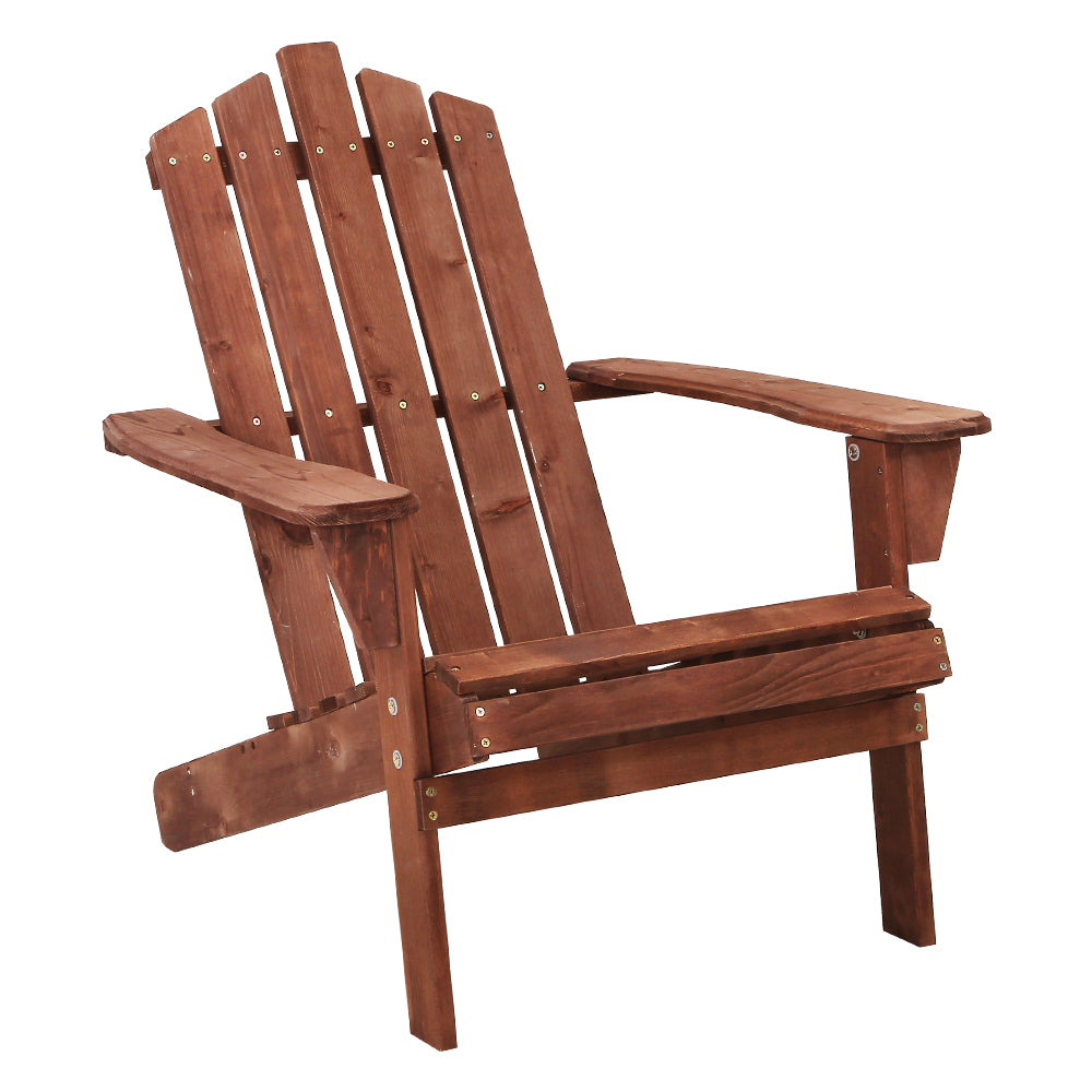 Gardeon Adirondack Outdoor Chairs Wooden Beach Chair Patio Furniture Garden Brown-0