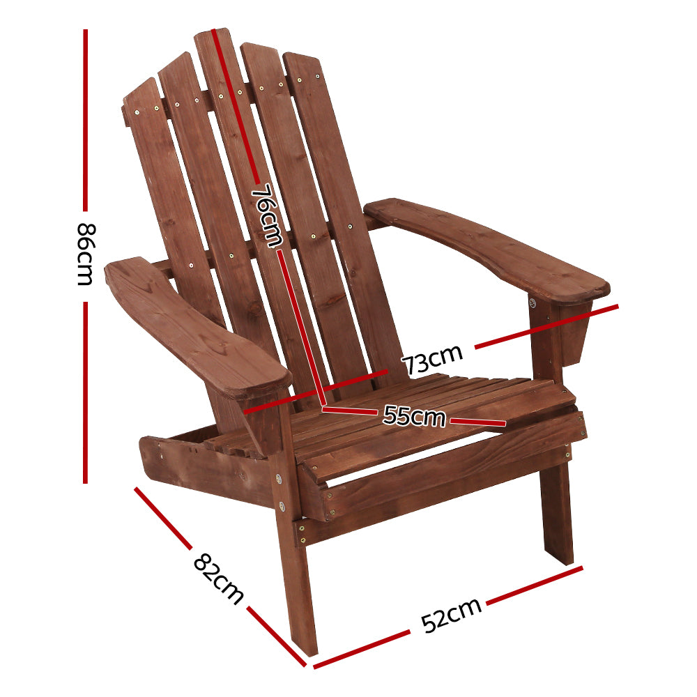 Gardeon Adirondack Outdoor Chairs Wooden Beach Chair Patio Furniture Garden Brown-1