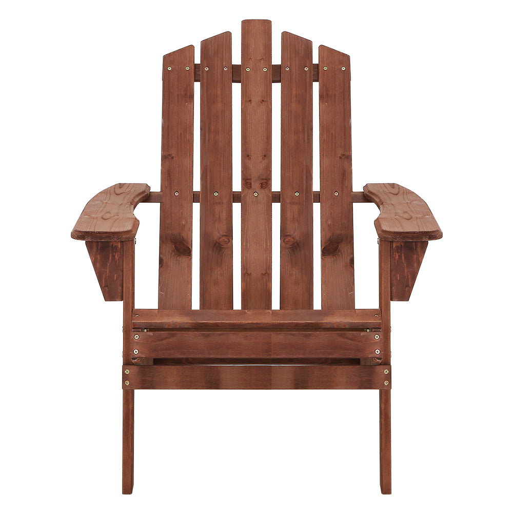 Gardeon Adirondack Outdoor Chairs Wooden Beach Chair Patio Furniture Garden Brown-2