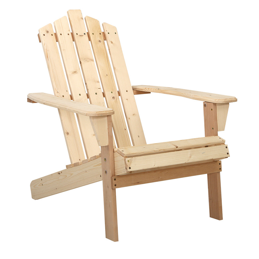 Gardeon Adirondack Outdoor Chairs Wooden Beach Chair Patio Furniture Garden Natural-0