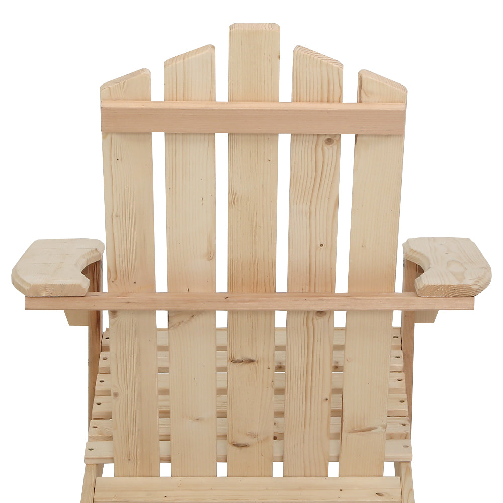 Gardeon Adirondack Outdoor Chairs Wooden Beach Chair Patio Furniture Garden Natural-4