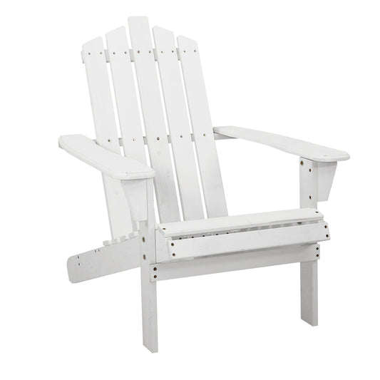 Gardeon Adirondack Outdoor Chairs Wooden Beach Chair Patio Furniture Garden White-0