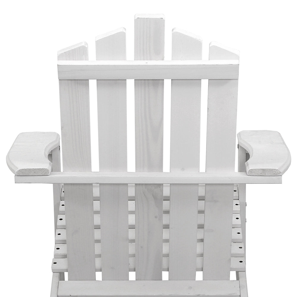 Gardeon Adirondack Outdoor Chairs Wooden Beach Chair Patio Furniture Garden White-4