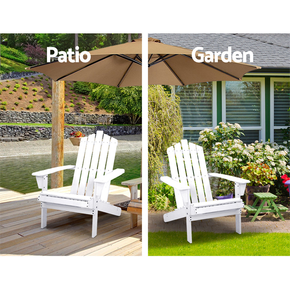 Gardeon Adirondack Outdoor Chairs Wooden Beach Chair Patio Furniture Garden White-12