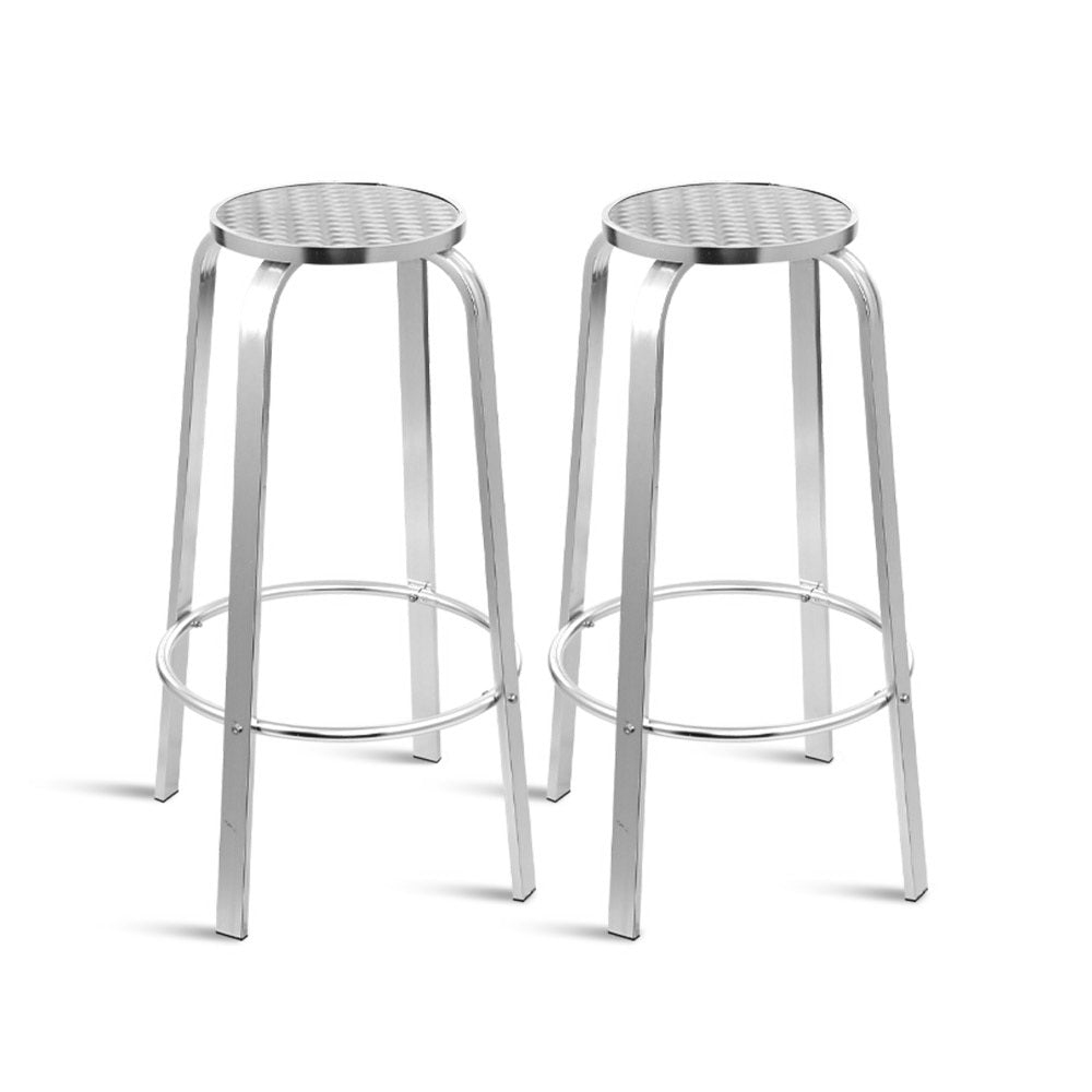 Gardeon 2-Piece Outdoor Bar Stools Patio Indoor Bistro Aluminum Chairs-0