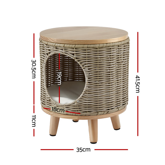 Gardeon Coffee Side Table Wicker Steel Desk Pet Bed Storage Outdoor Furniture