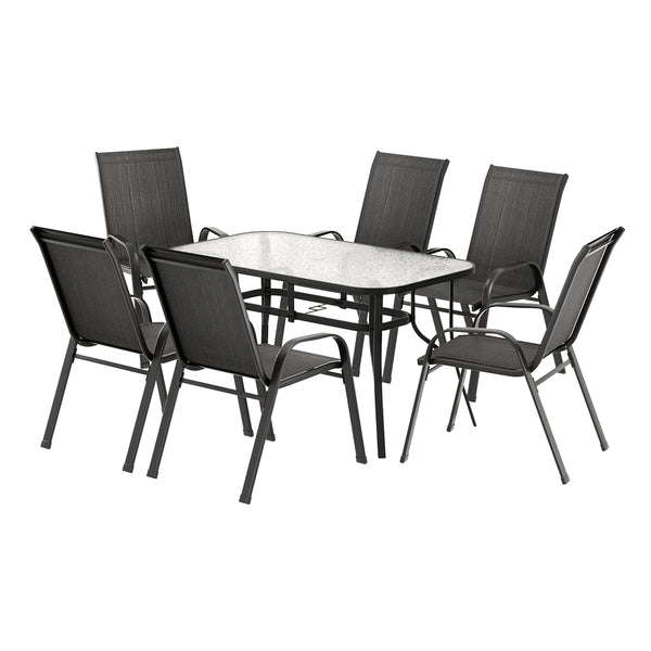 Gardeon Outdoor Bistro Set Folding Table and Chairs Patio Furniture Garden Steel Black
