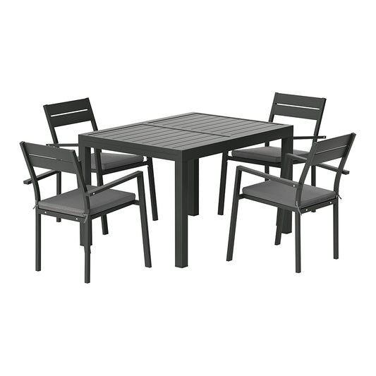 Gardeon Outdoor Dining Set 5 Piece Aluminum Extendable Table Setting Black-0