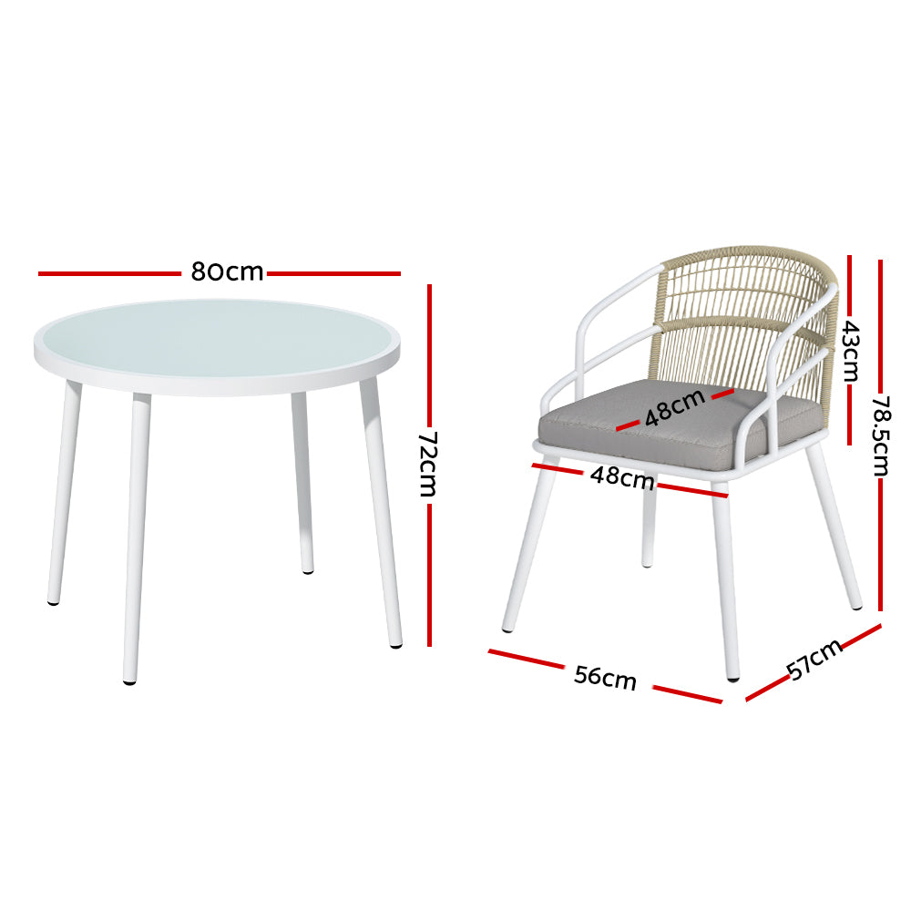 Gardeon Outdoor Dining Set 5 Piece Aluminum Table Chairs Setting White-1