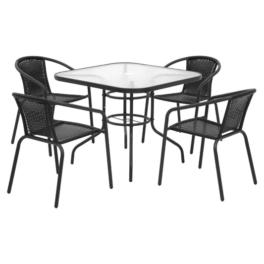 Gardeon Outdoor Dining Set 5 Piece Steel Stackable Chairs Table Patio Furniture-0