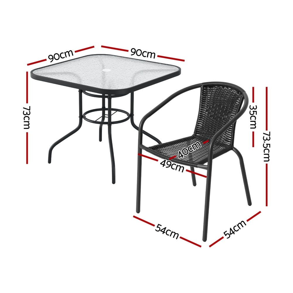 Gardeon Outdoor Dining Set 5 Piece Steel Stackable Chairs Table Patio Furniture-1