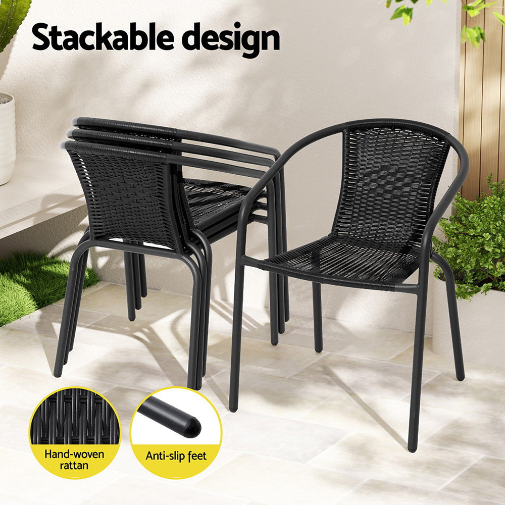 Gardeon Outdoor Dining Set 5 Piece Steel Stackable Chairs Table Patio Furniture-4