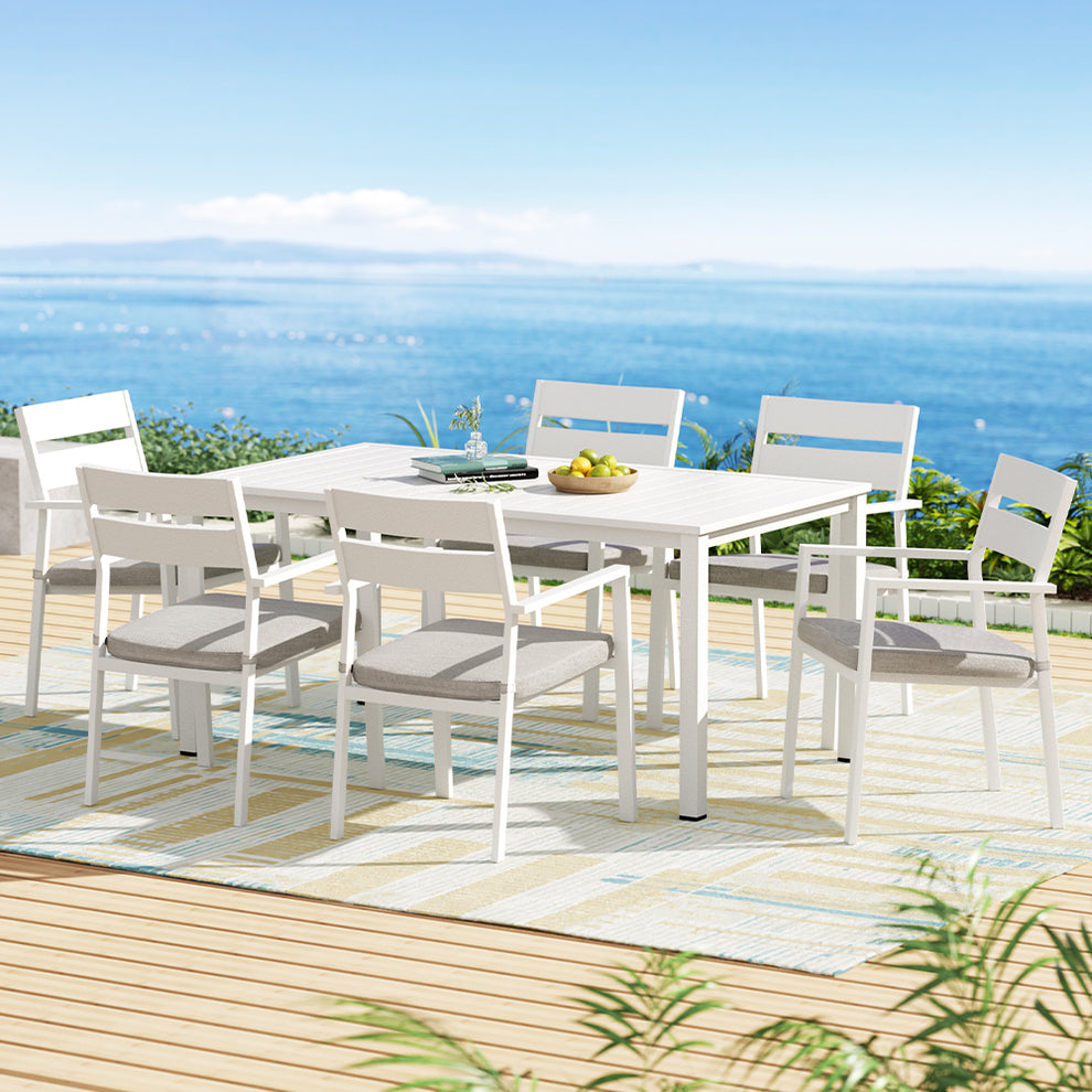 Gardeon Outdoor Dining Set Aluminum Table Chairs Wicker Setting Black main image 0