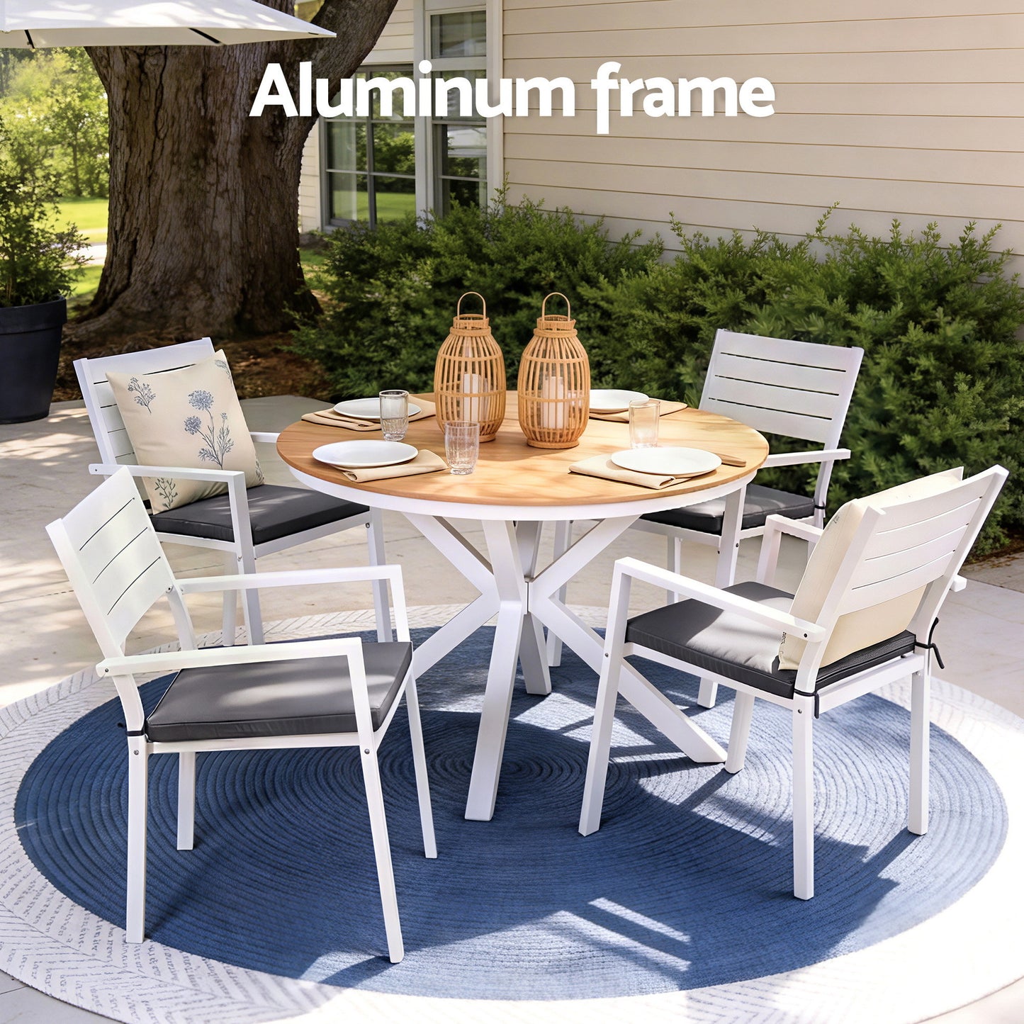 Gardeon Outdoor Dining Set 5 Piece Aluminum WPC Tabletop Patio Furniture