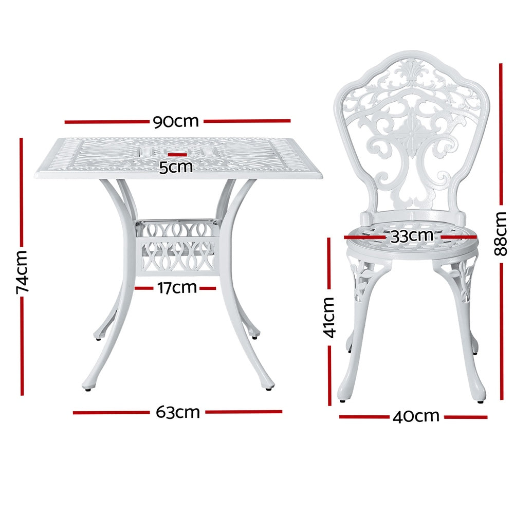 Gardeon Outdoor Dining Set 5 Piece Chairs Table Cast Aluminum Patio White-1