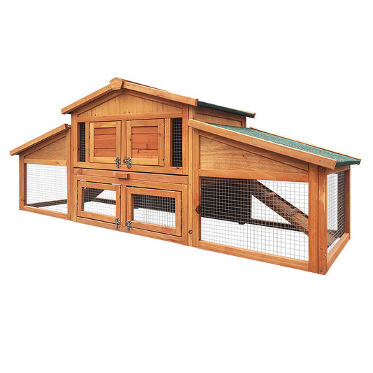 i.Pet Chicken Coop Rabbit Hutch 169cm x 52cm x 72cm Large House Outdoor Wooden Run Cage-0