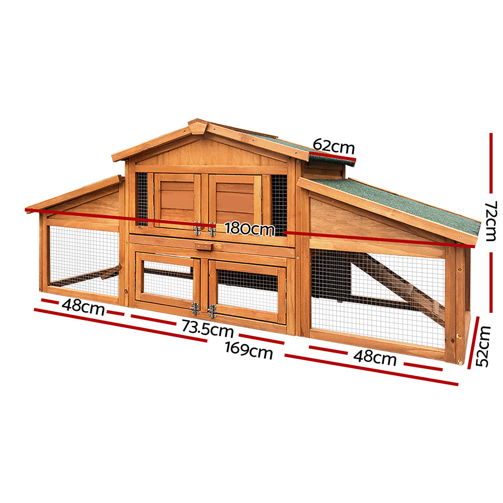 i.Pet Chicken Coop Rabbit Hutch 169cm x 52cm x 72cm Large House Outdoor Wooden Run Cage-1