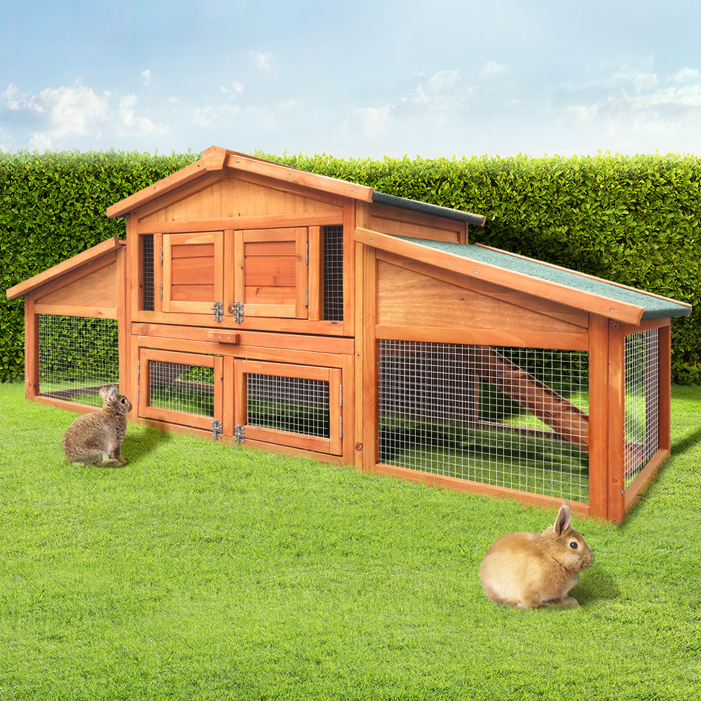 i.Pet Chicken Coop Rabbit Hutch 169cm x 52cm x 72cm Large House Outdoor Wooden Run Cage-7