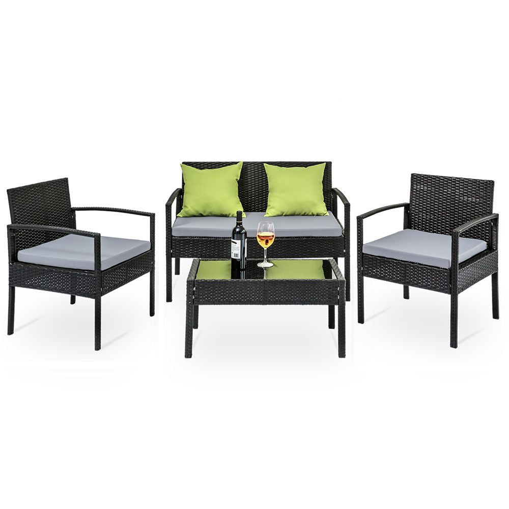 Gardeon Outdoor Sofa Set Wicker Lounge Setting Table and Chairs Patio Furniture-0