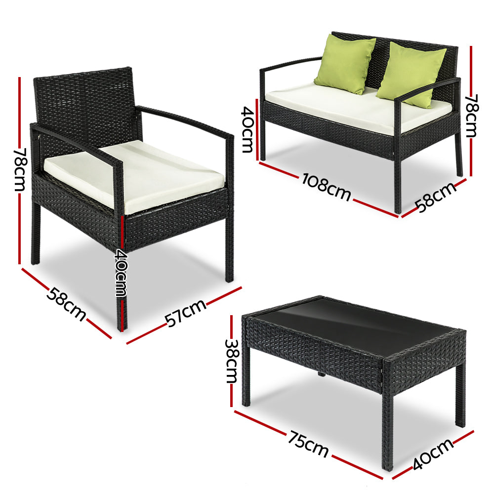 Gardeon Outdoor Sofa Set Wicker Lounge Setting Table and Chairs Patio Furniture-1