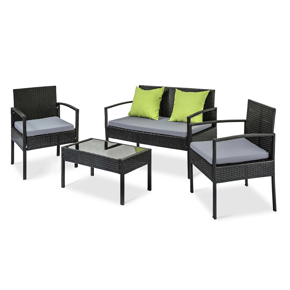 Gardeon Outdoor Sofa Set Wicker Lounge Setting Table and Chairs Patio Furniture-2