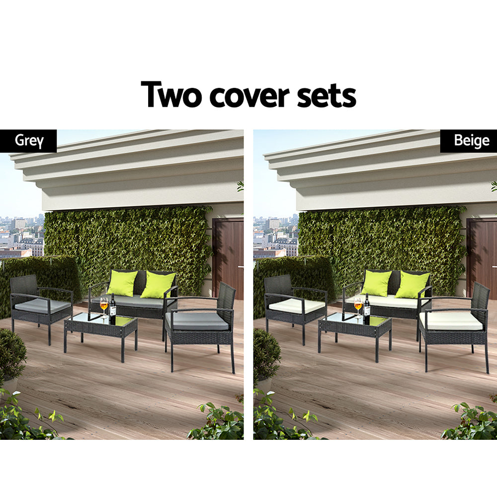 Gardeon Outdoor Sofa Set Wicker Lounge Setting Table and Chairs Patio Furniture-3