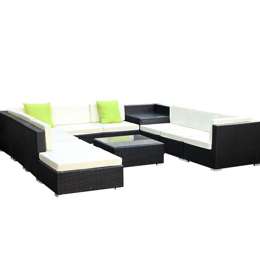 Gardeon 11PC Sofa Set with Storage Cover Outdoor Furniture Wicker-0