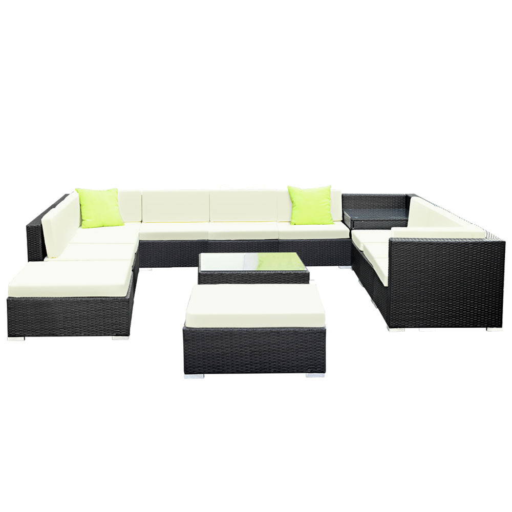 Gardeon 13-Piece Outdoor Sofa Set Wicker Couch Lounge Setting Cover-2