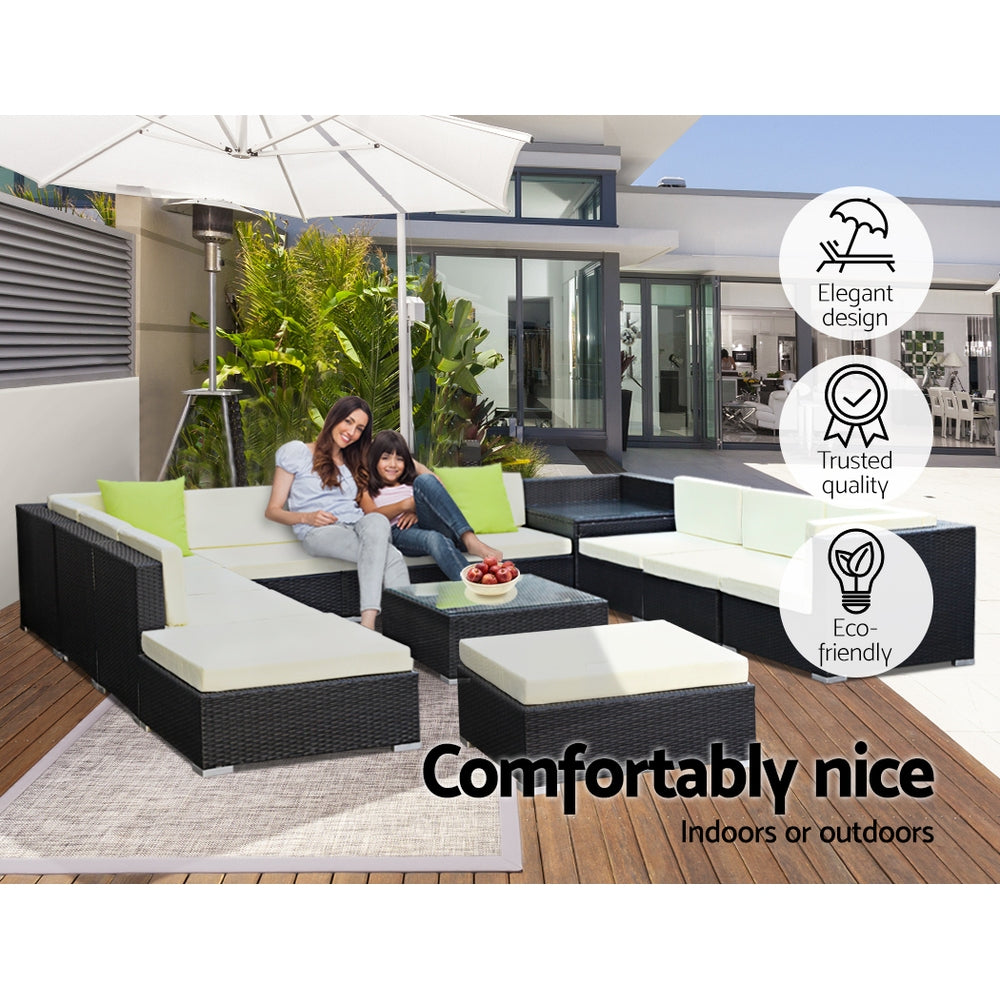 Gardeon 13-Piece Outdoor Sofa Set Wicker Couch Lounge Setting Cover-5