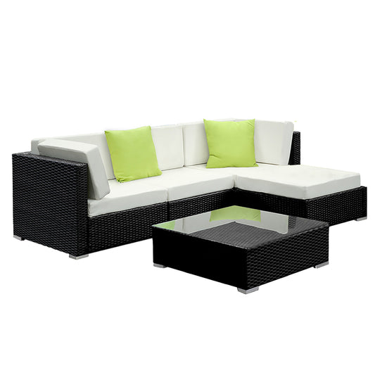 Gardeon 5-Piece Outdoor Sofa Set Wicker Couch Lounge Setting Cover-0