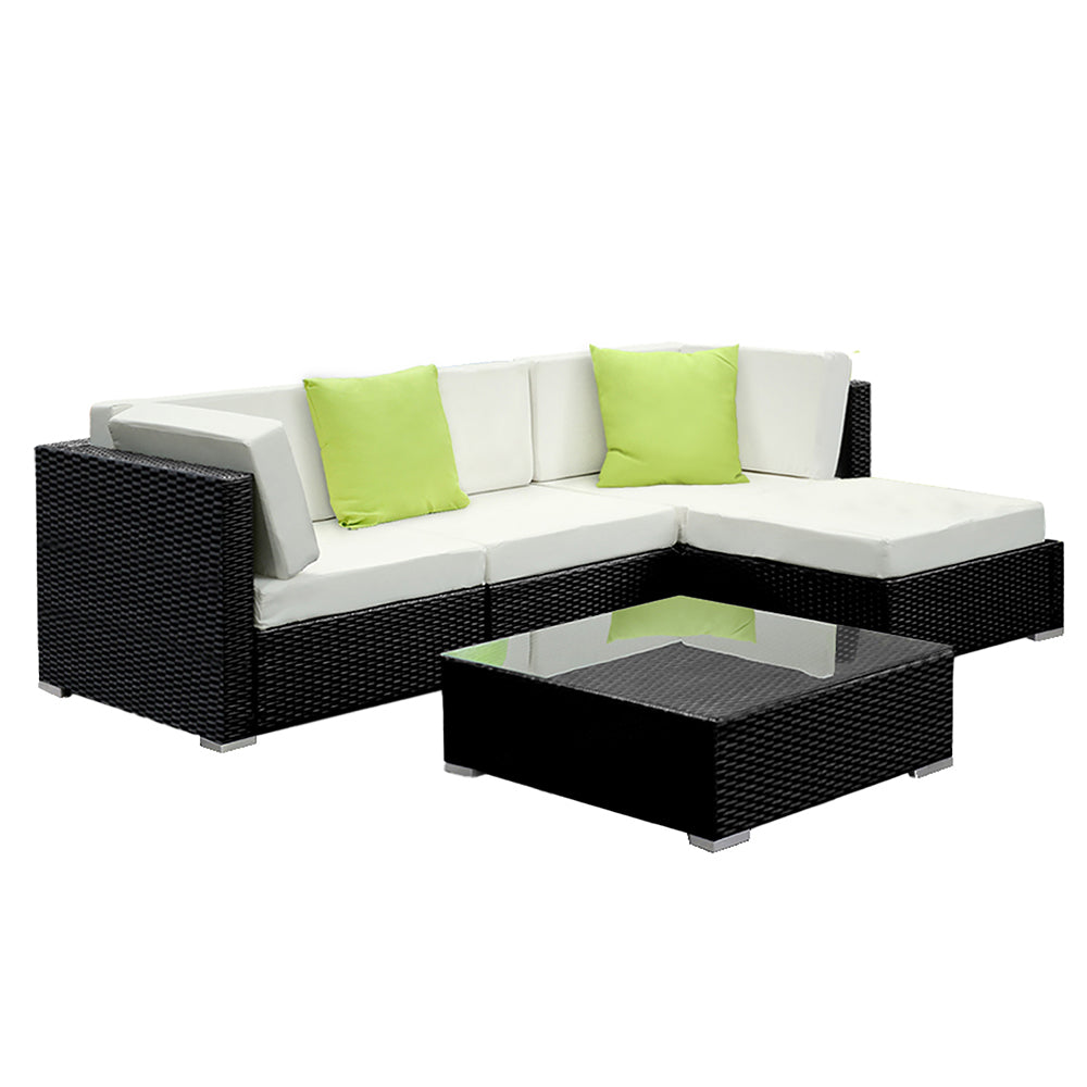 Gardeon 5-Piece Outdoor Sofa Set Wicker Couch Lounge Setting 4 Seater-0