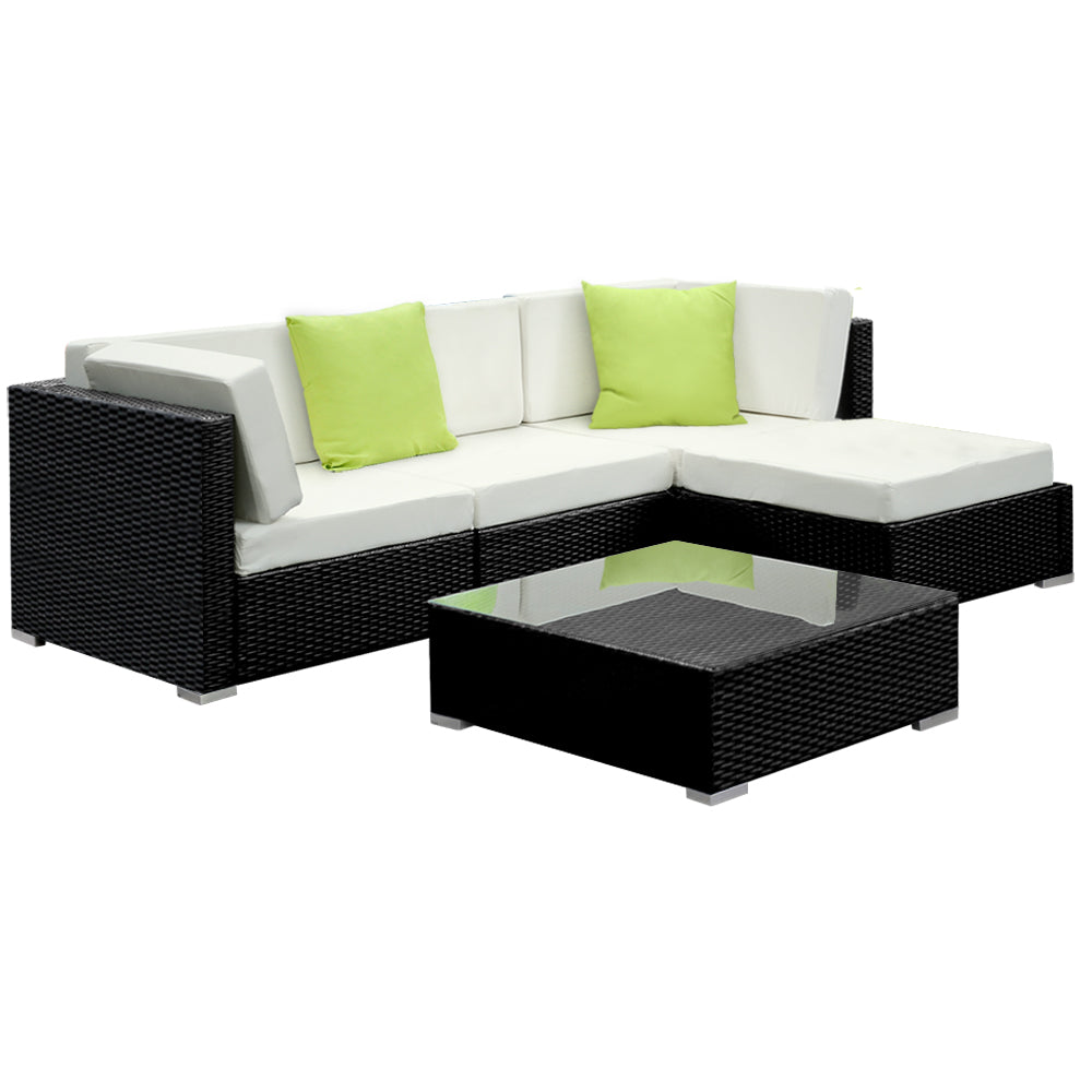 Gardeon 5-Piece Outdoor Sofa Set Wicker Couch Lounge Setting 4 Seater-3