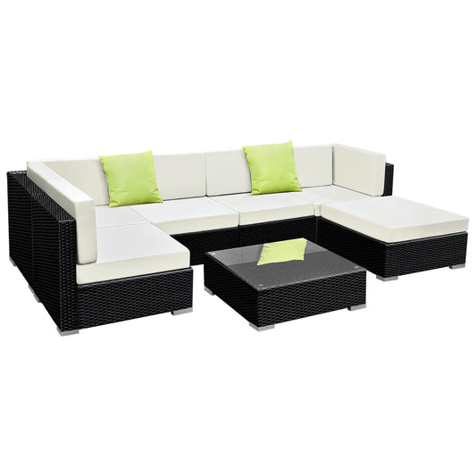 Gardeon 7-Piece Outdoor Sofa Set Wicker Couch Lounge Setting Cover-0