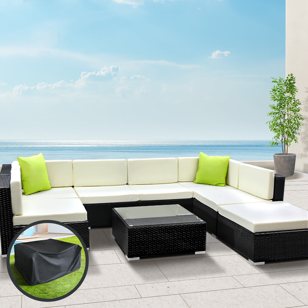 Gardeon 8-Piece Outdoor Sofa Set Wicker Couch Lounge Setting Cover-7