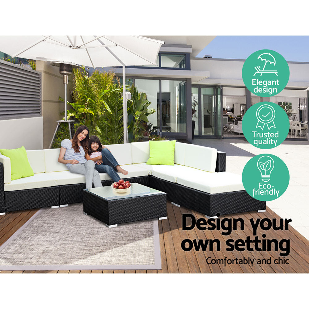 2PC Gardeon Outdoor Furniture Sofa Set Wicker Rattan Garden Lounge Chair Setting-6