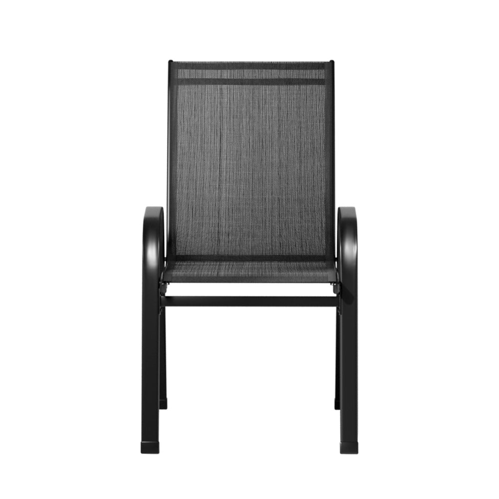 Gardeon 2PC Outdoor Dining Chairs Stackable Lounge Chair Patio Furniture Black-2