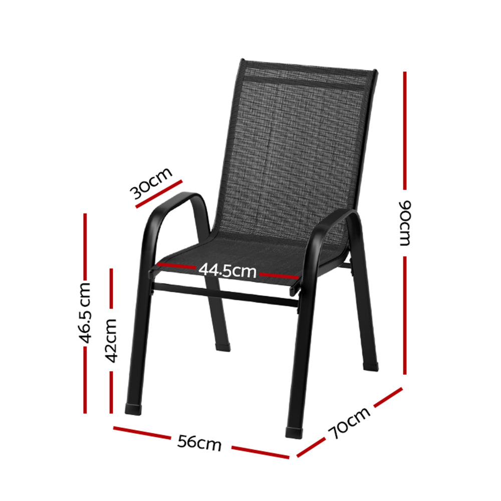 Gardeon 4PC Outdoor Dining Chairs Stackable Lounge Chair Patio Furniture Black-1